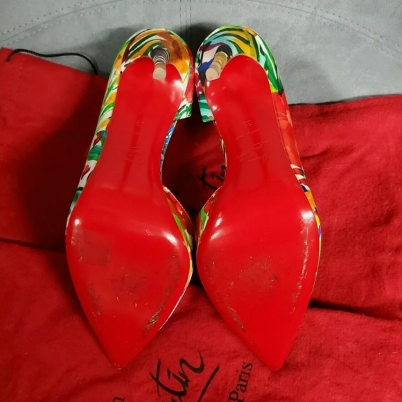 Christian Louboutin Iriza Crepe Satin Fleuri sz 39 - Picture 5 of 6
